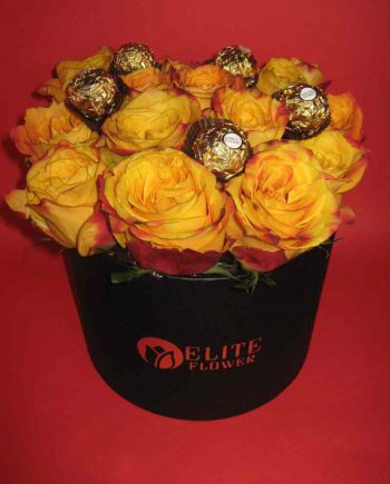 Box sa narandžastim ružama i ferrero rocher